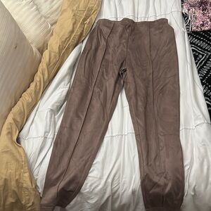 SHEIN Brown Ankle Cropped Pants Relaxed Fit